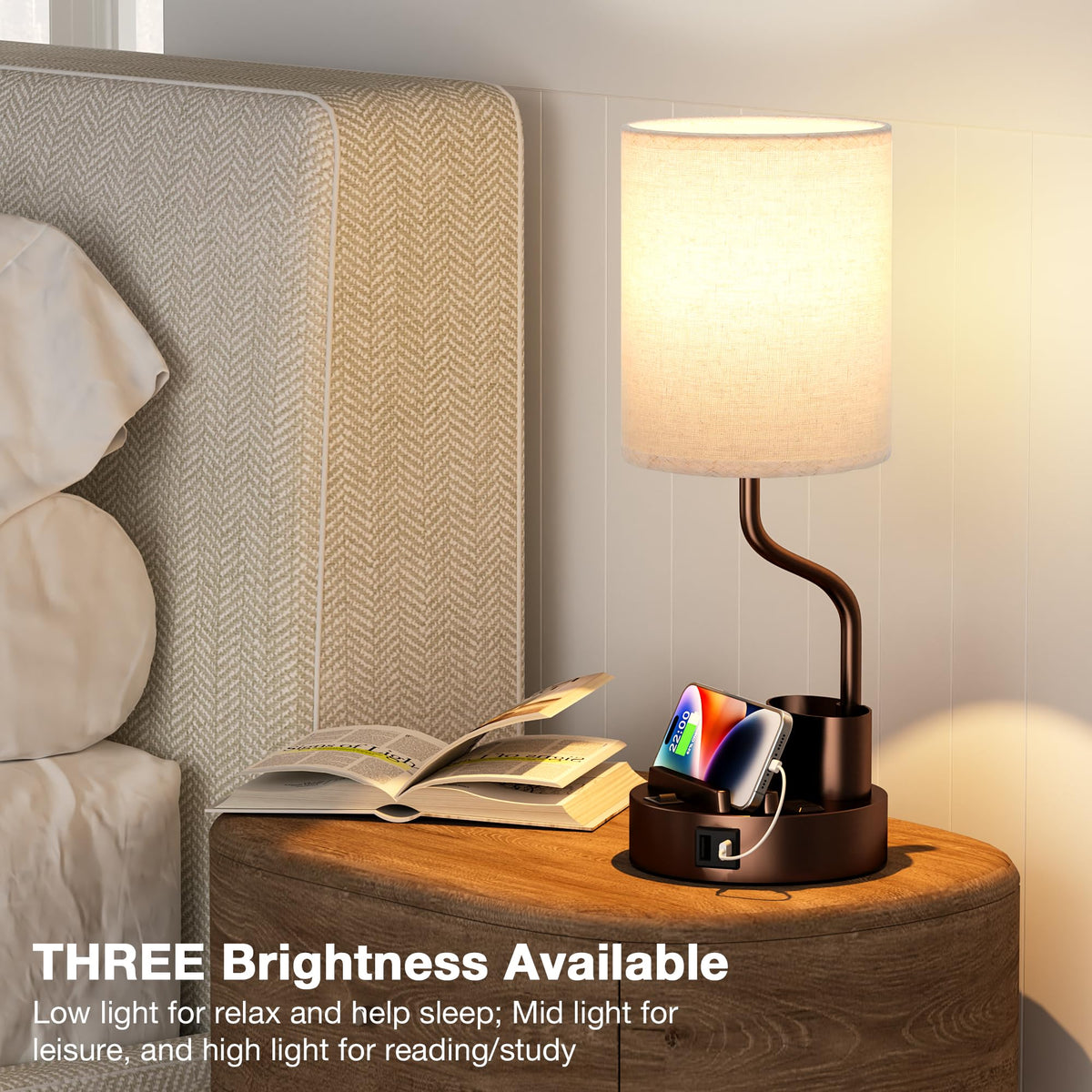 Fenmzee Bedside Lamps for Bedroom Set of 2 - Table Desk Lamp for Nightstand