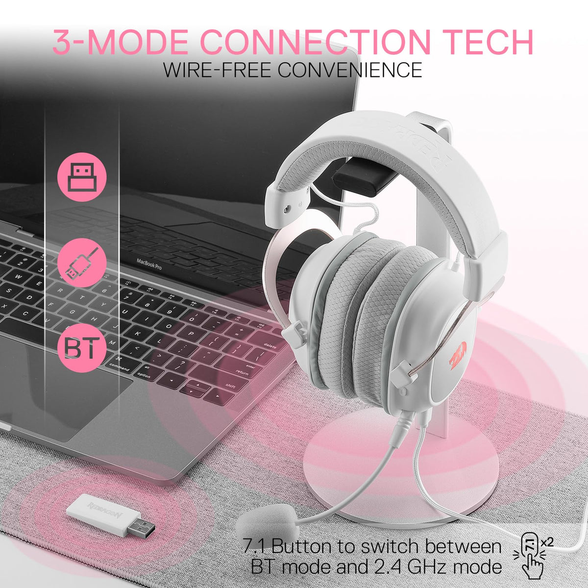 Redragon H510 Zeus Wired Gaming Headset - 7.1 Surround Sound - Memory Foam Ear Pads - 53MM Drivers - Detachable Microphone, Works for Multi-Platforms PC, PS4/3 & Xbox One/Series X, NS