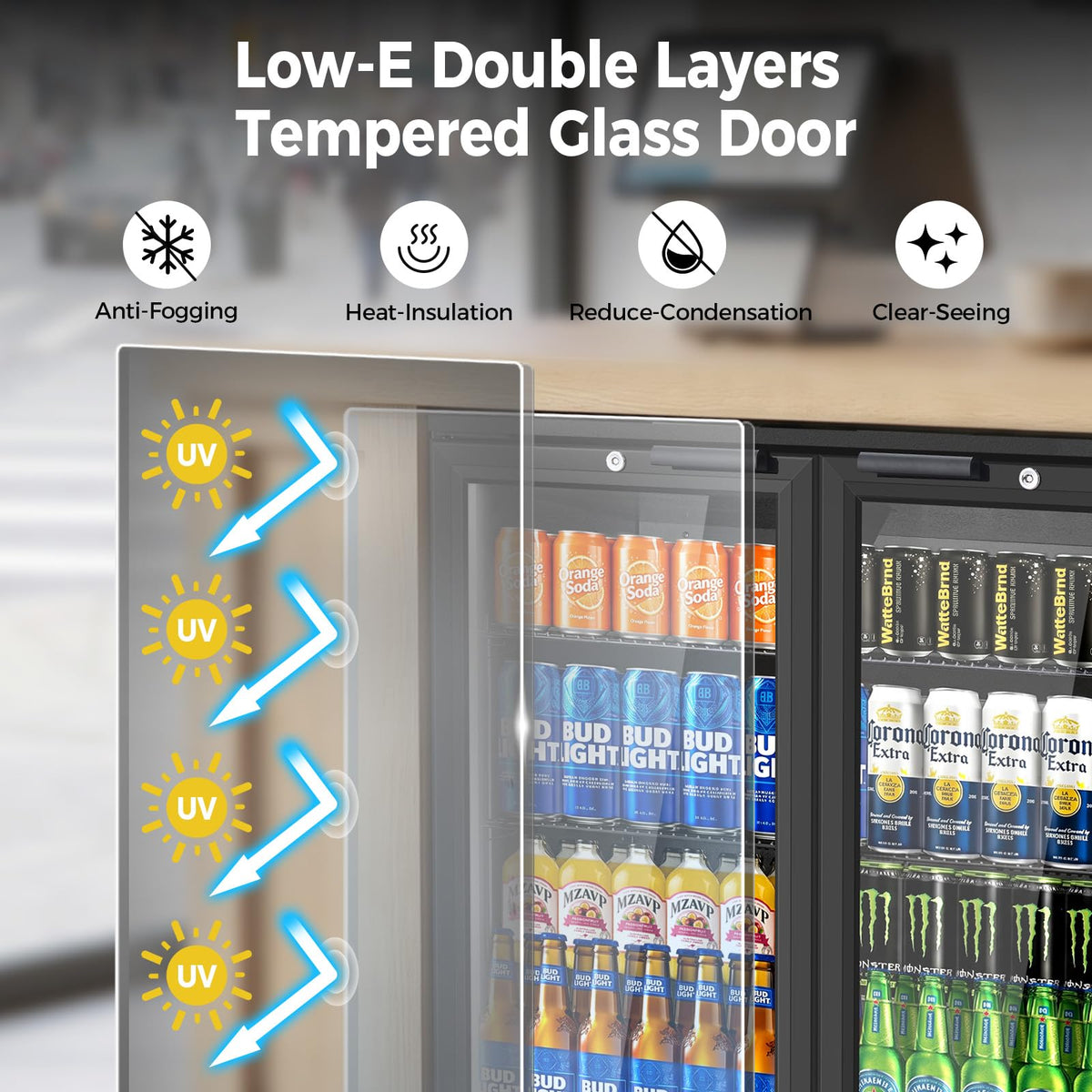 Beverage Refrigerator Cooler, 120 Can Mini Beverage Fridge with Reversible Glass Door for Soda Beer, 3 Cu.Ft Drink Fridge with Digital Temperature Control & Adjustable Shelves - Silver