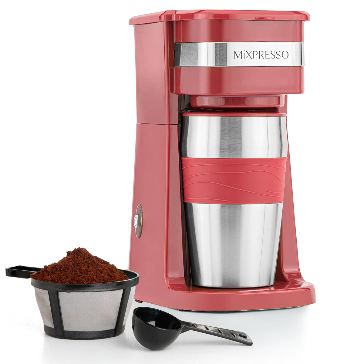 Mixpresso Single Serve & Single Cup Coffee Maker with 14oz Travel Mug Black