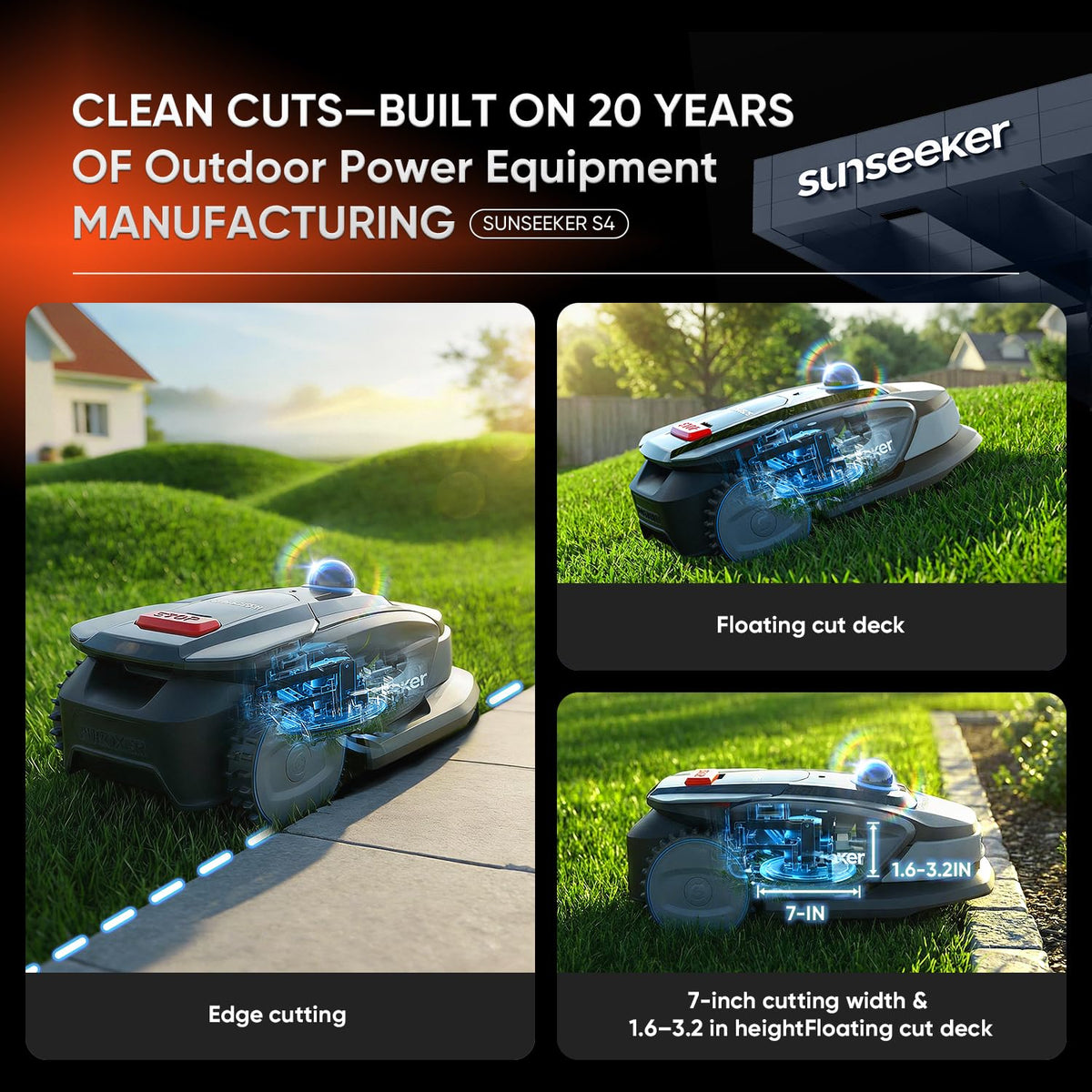 Sunseeker X5 AWD Robot Lawn Mower, RTK, Vision AI, 0.5 Acre, Wire-Free