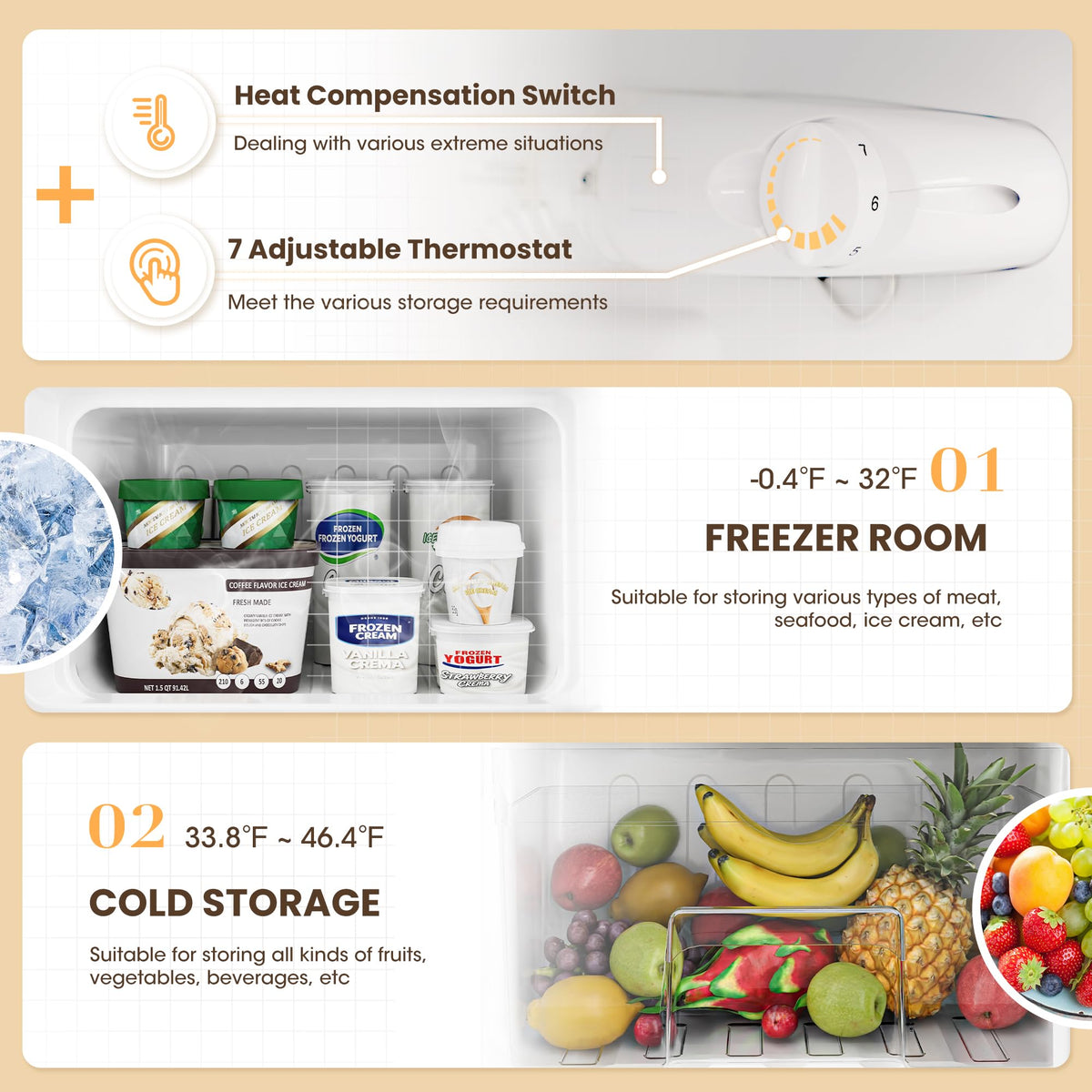 3.6 Cu.Ft Refrigerator with Freezer for Kitchen Office, Black