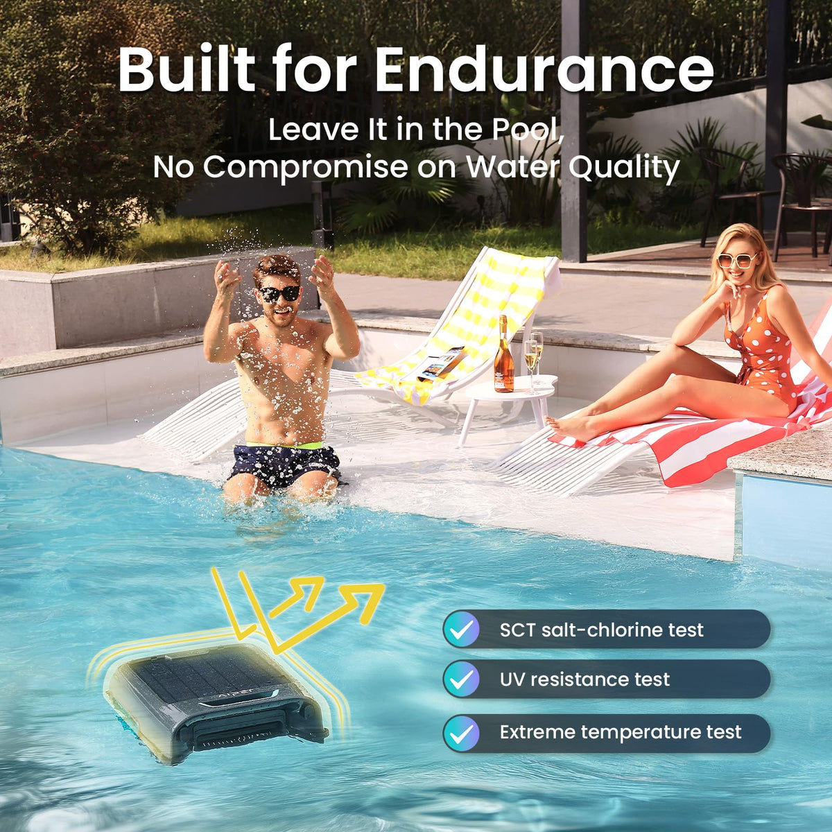 AIPER EcoSurfer S2 Solar Pool Skimmer Robot 24/7 Continuous Cleaning, Gray