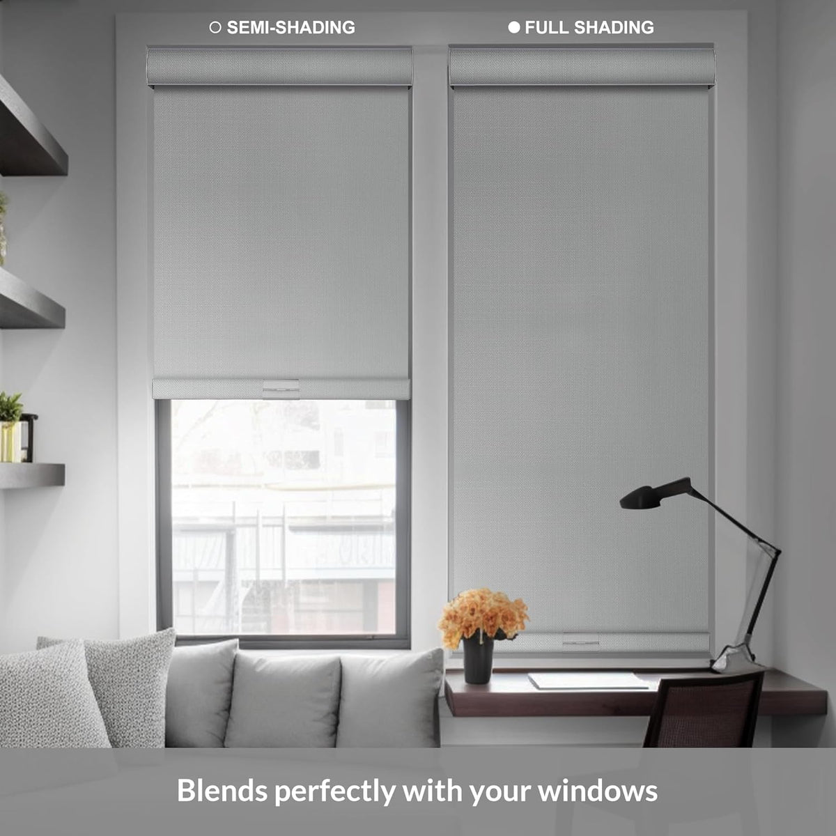 Boolegon Blackout Roller Shades for Windows, Beige, Custom Size