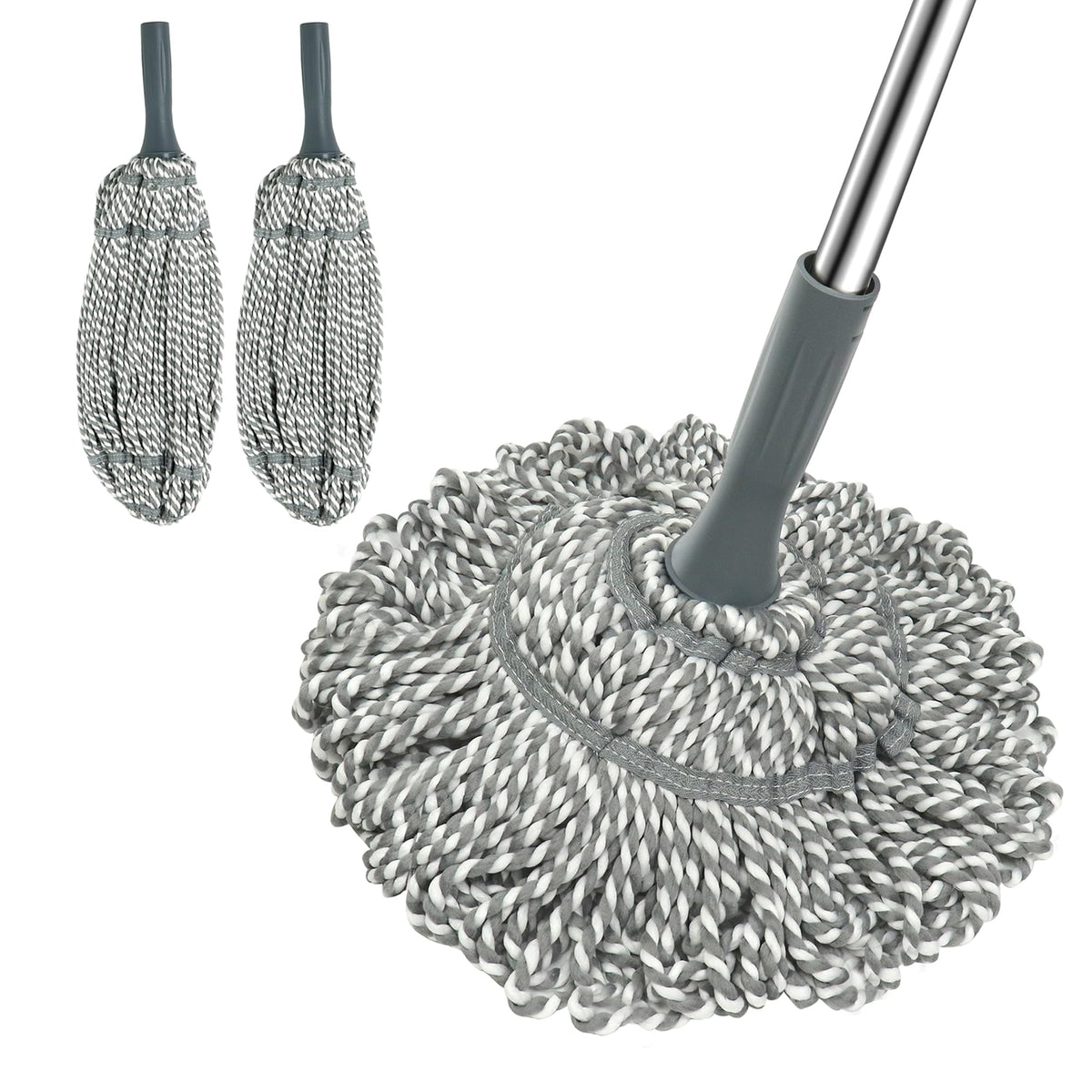 Self Wringing Mop Easy Squeeze Twist Mop,Gray