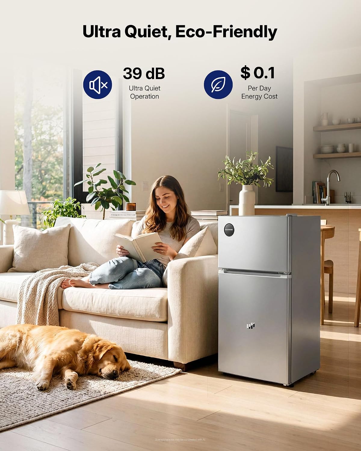 Upstreman Mini Fridge with Freezer, 3.0 Cu.Ft Refrigerator with 2 Doors