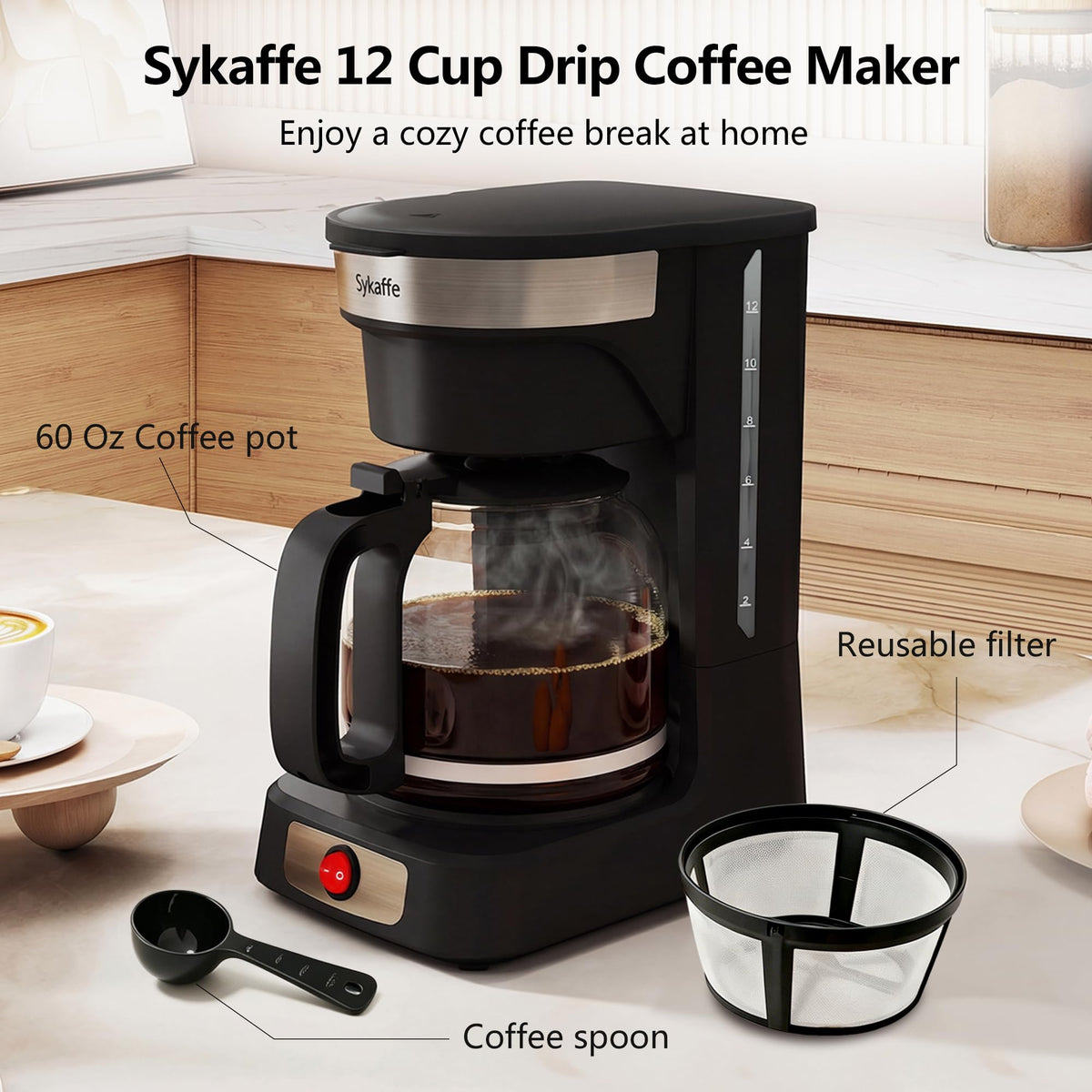 Single Serve Coffee Maker, KCup & Ground Coffee, 6-14 Oz Brew Sizes