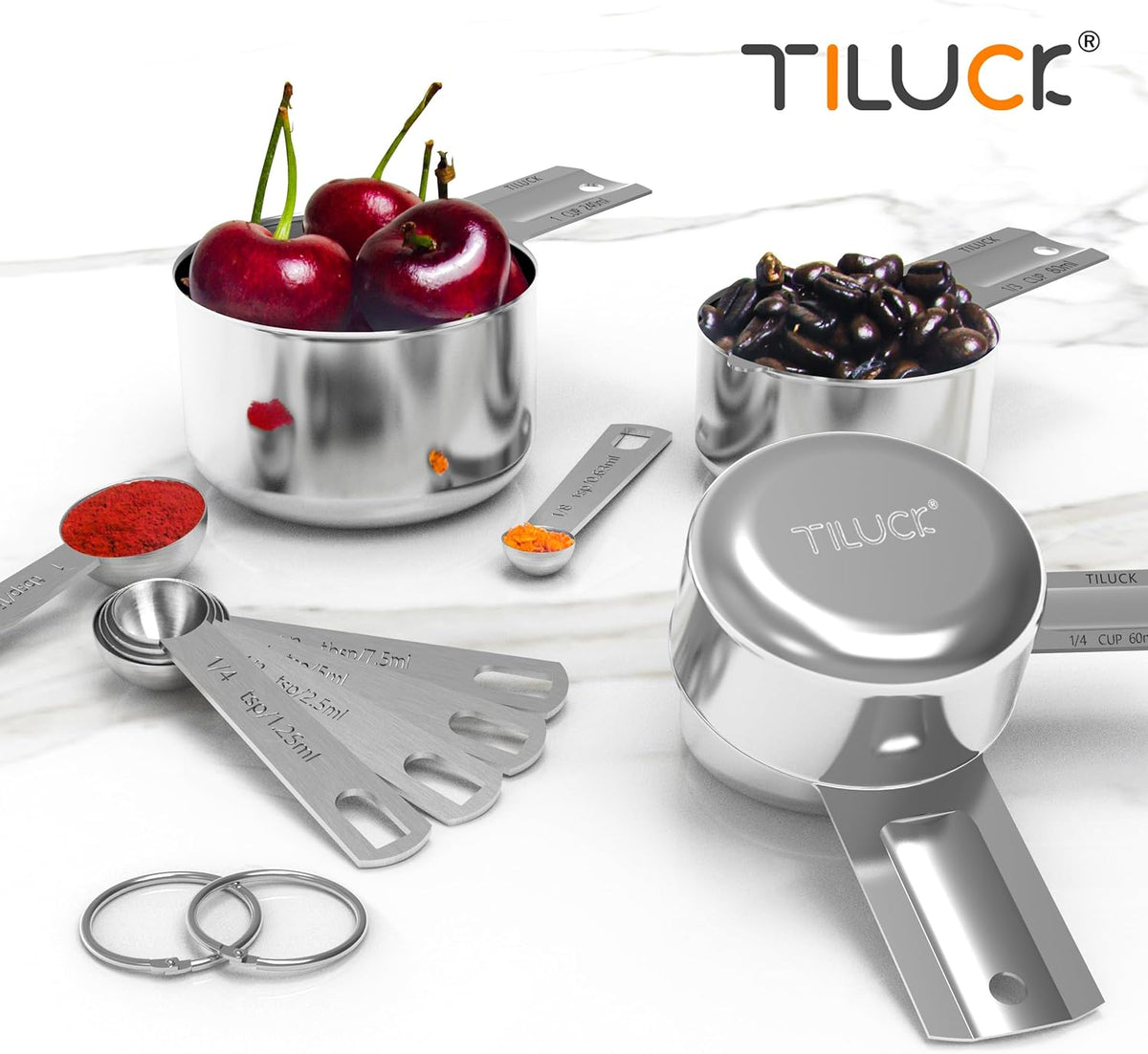 Stainless Steel Measuring Cups & Spoons Set, Cups and Spoons