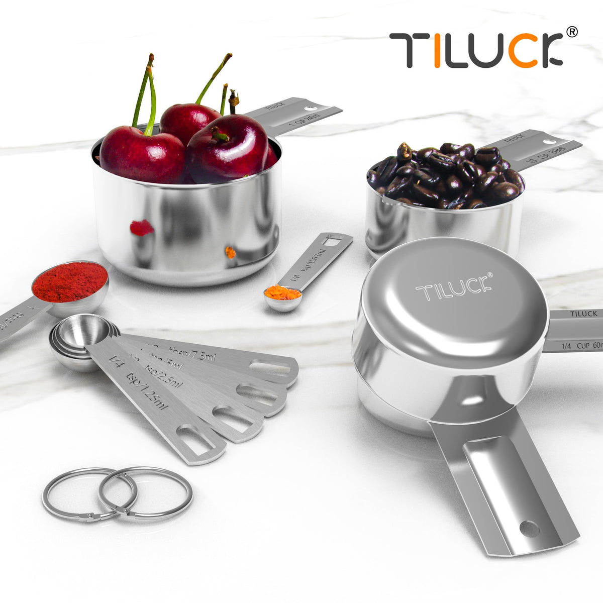 Stainless Steel Measuring Cups & Spoons Set, Cups and Spoons