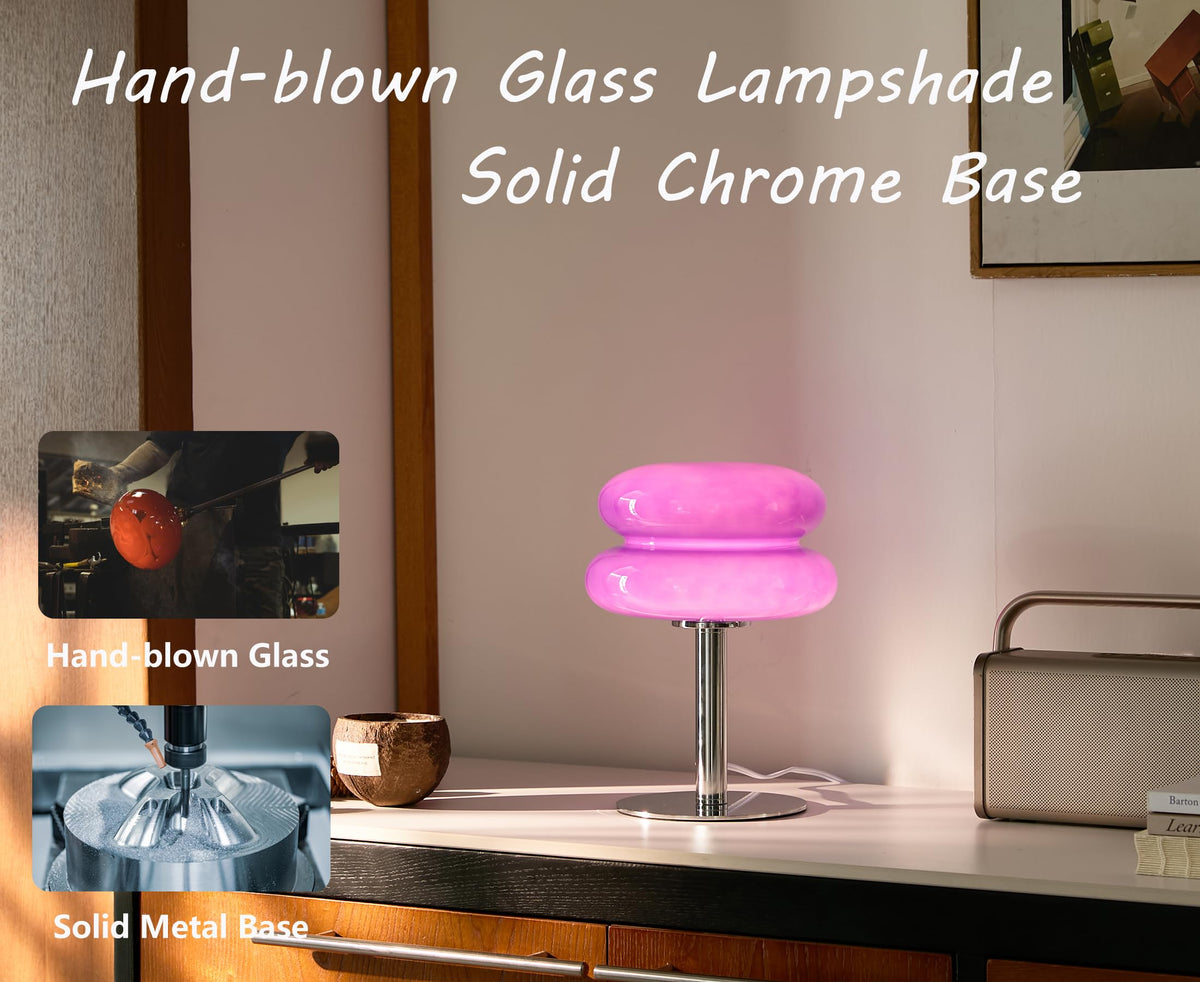 Glivpny Mushroom Lamp Table Lamp, Mid Century Modern Bedroom Lamps(Orange)