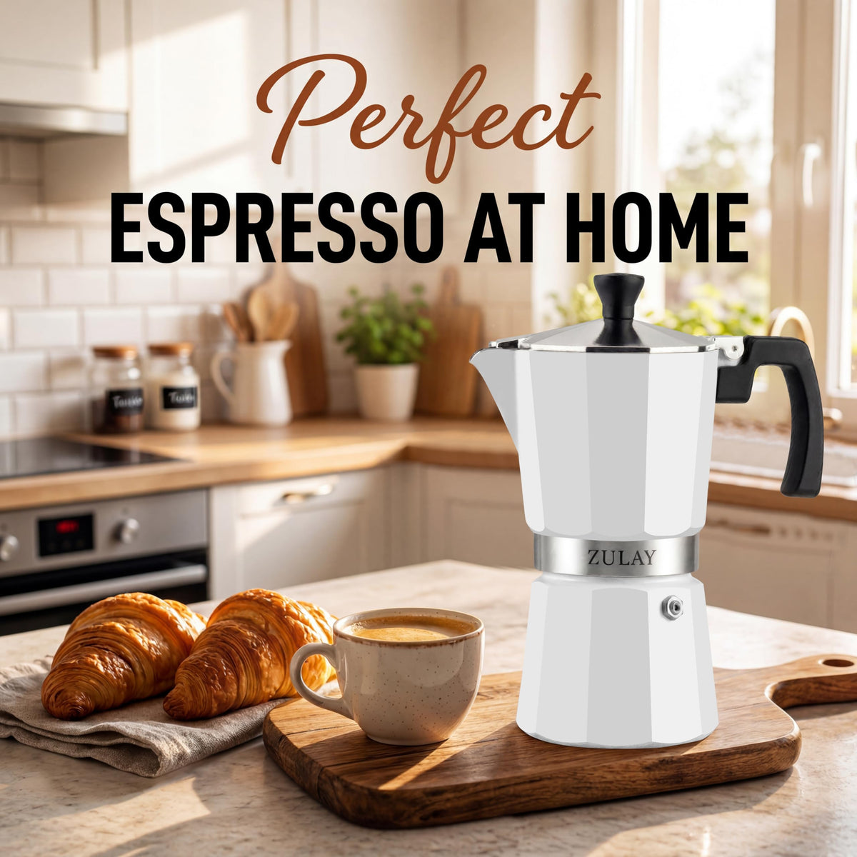 Zulay Moka Pot Espresso Stovetop Coffee Maker - Leak-Proof, Stainless Steel, Easy to Clean, Heat Resistant Handle & Knob - for Authentic Cuban & Italian Style Espresso - Makes 6 Espresso Cups - Red