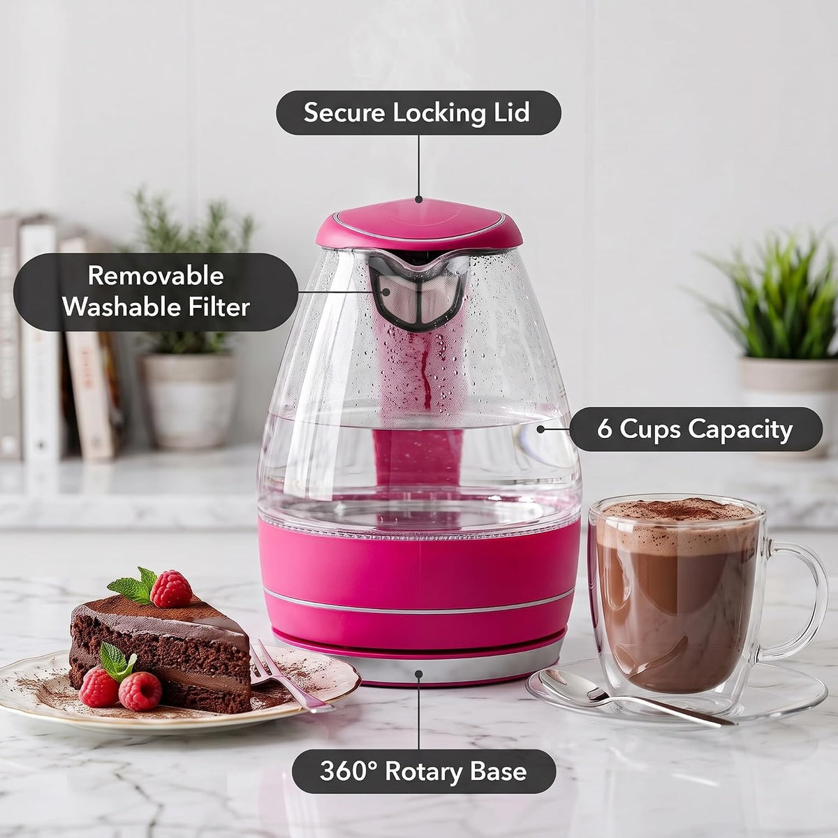 OVENTE 1.5L Glass Electric Kettle Water Boiler, Black KG83B