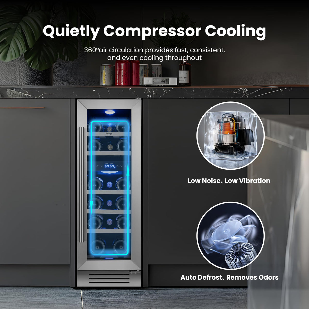 Yeego 24 Inch Dual Zone Wine Fridge with 52 Bottle