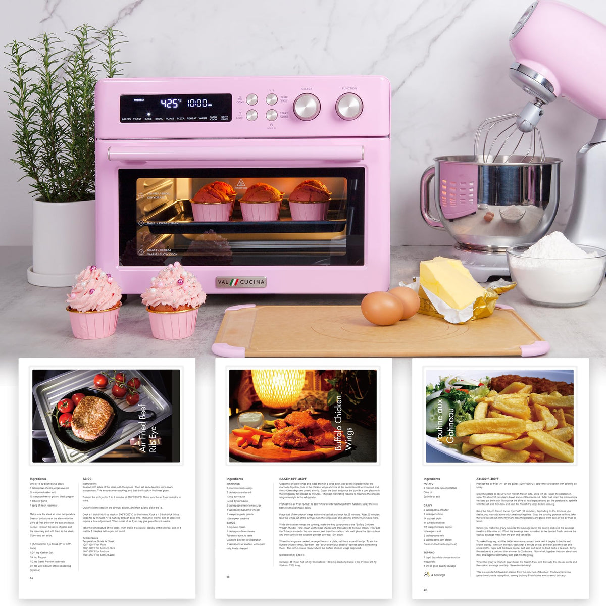 VAL CUCINA 26.3 QT Infrared Air Fryer Toaster Oven Combo, 10-in-1