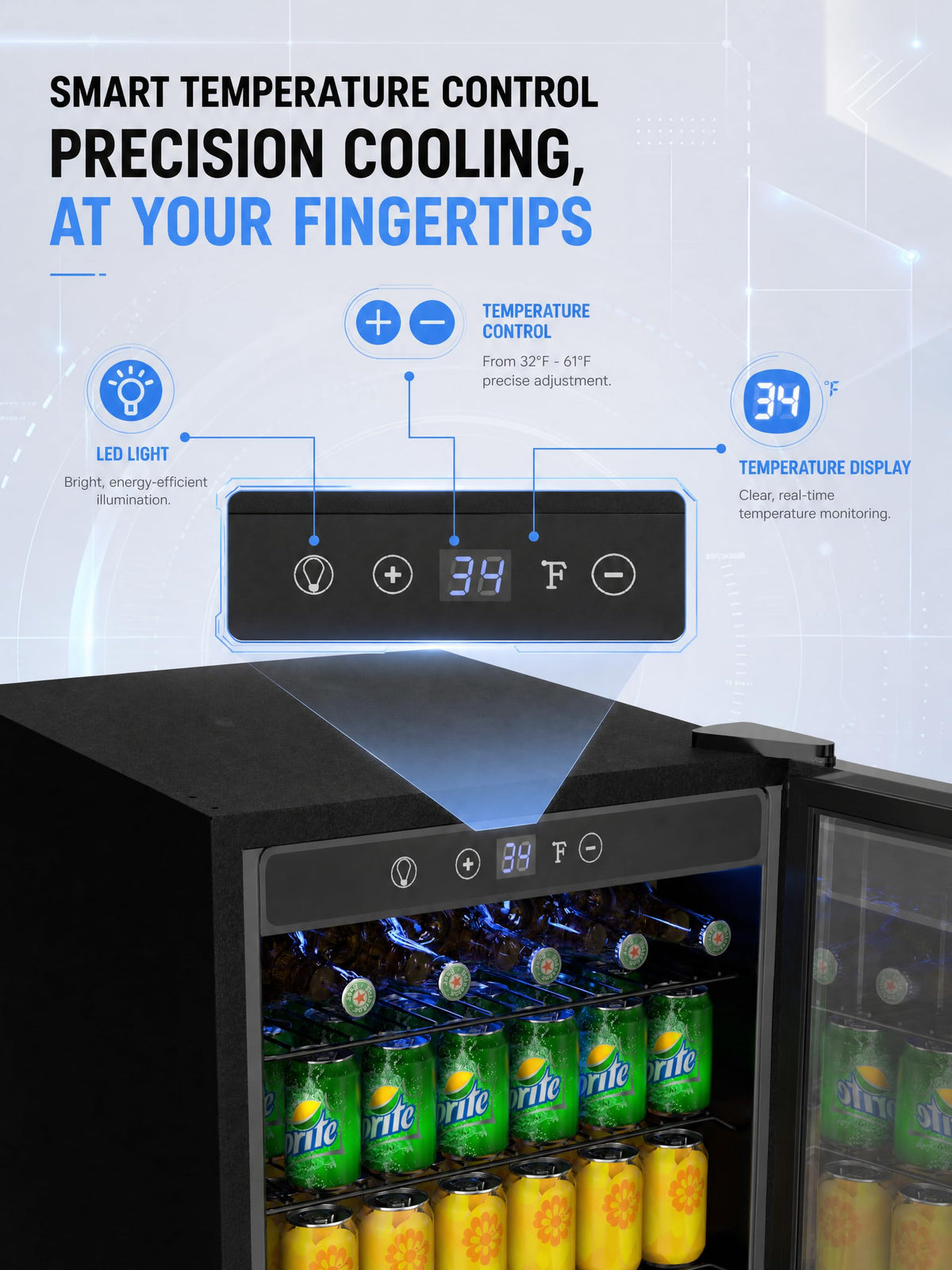 126 Can Mini Fridge, 3.2 Cu.Ft Beverage Refrigerator, Drink Cooler
