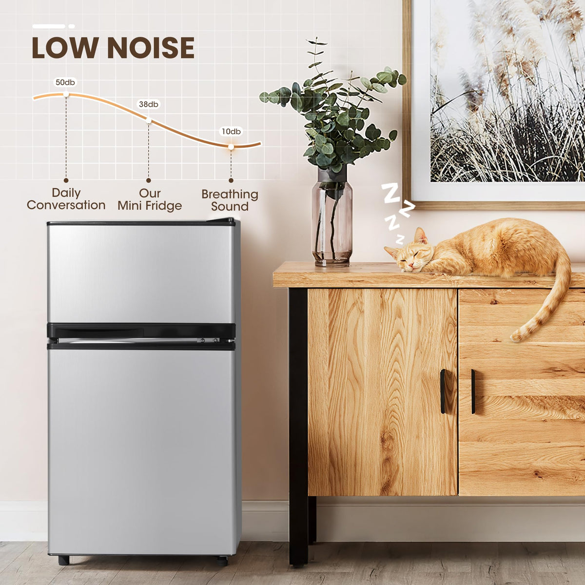 3.6 Cu.Ft Refrigerator with Freezer for Kitchen Office, Black