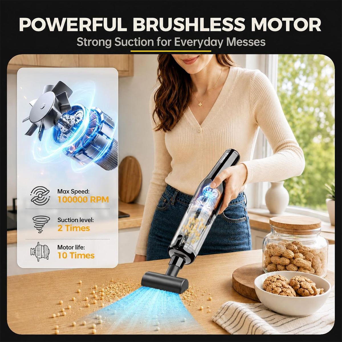 Car Vacuum Cleaner for Car Home Pet, Handheld Vacuum Cordless High Power