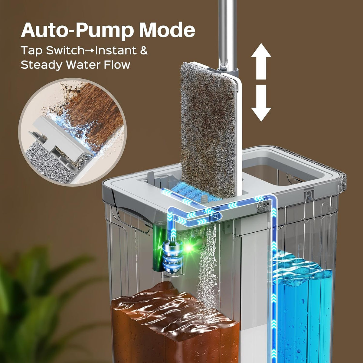 Mop and Bucket Set, Flat Mop and Bucket System for Floor Cleaning