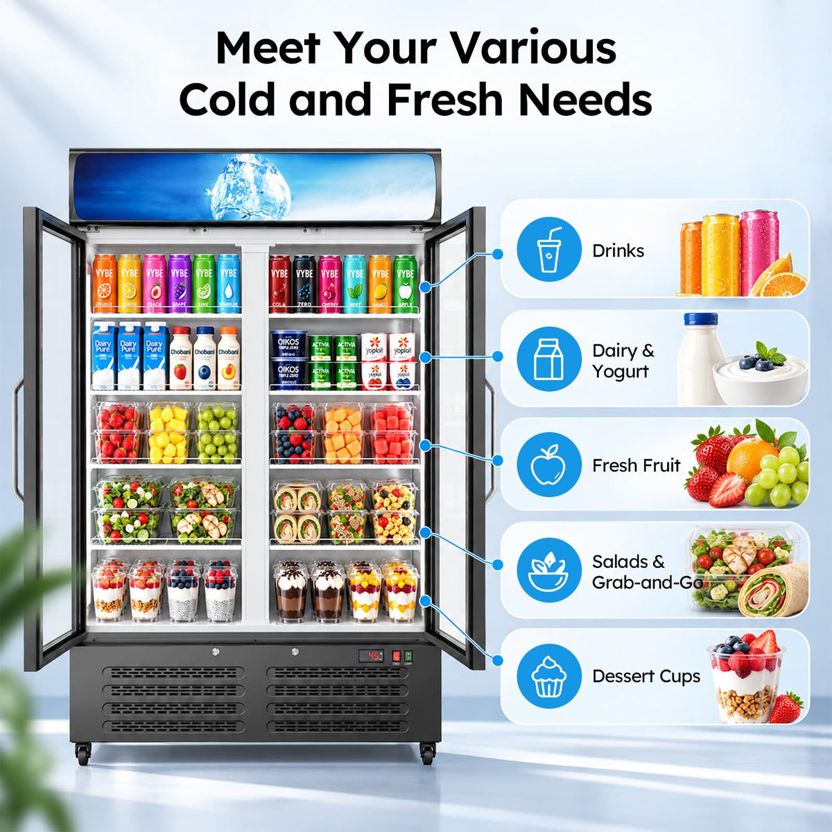 Commercial Refrigerators, 14.8 Cu.Ft Beverage Fridge with Glass Door