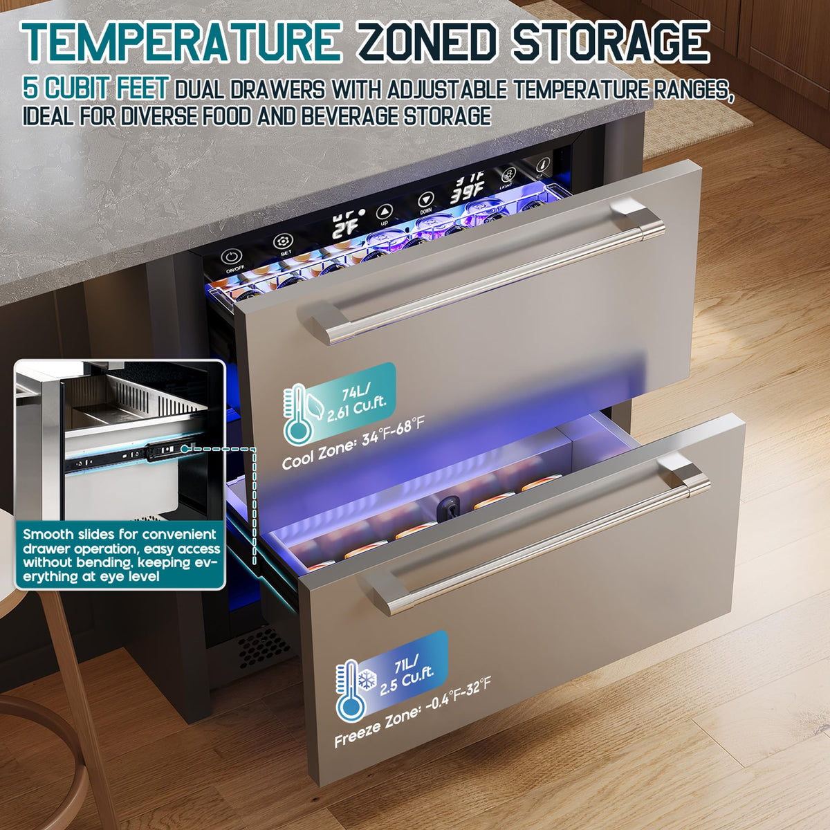 Albott 24 Inch Outdoor Beverage Fridge, 5.0 Cu.Ft Beverage Refrigerator