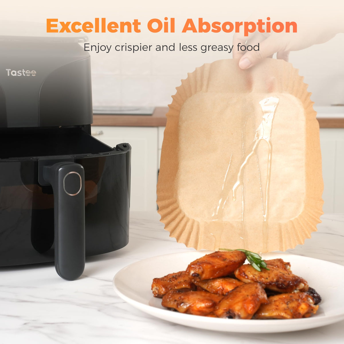 Tastee Ceramic Air Fryer, 8-in-1 Compact 5.5QT AirFryers, 450°F Digital Airfryer Dehydrator with Smart Probe, 24 Presets One-touch Cooking, In-app Recipes with Window, Dishwasher-safe & Non-stick