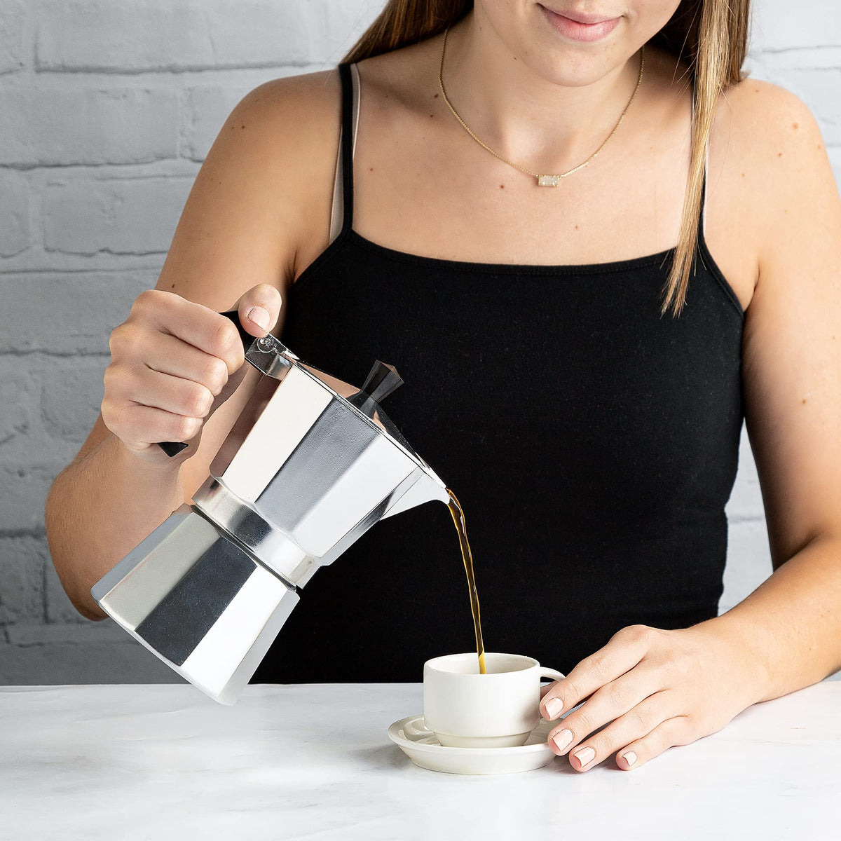 Primula Classic Stovetop Espresso and Coffee Maker, Moka Pot for Italian and Cuban Café Brewing, Greca Coffee Maker, Cafeteras, 9 Espresso Cups, Silver