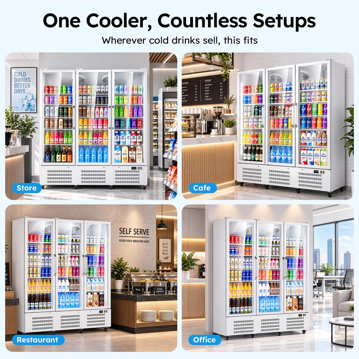 Commercial Refrigerators, 14.8 Cu.Ft Beverage Fridge with Glass Door