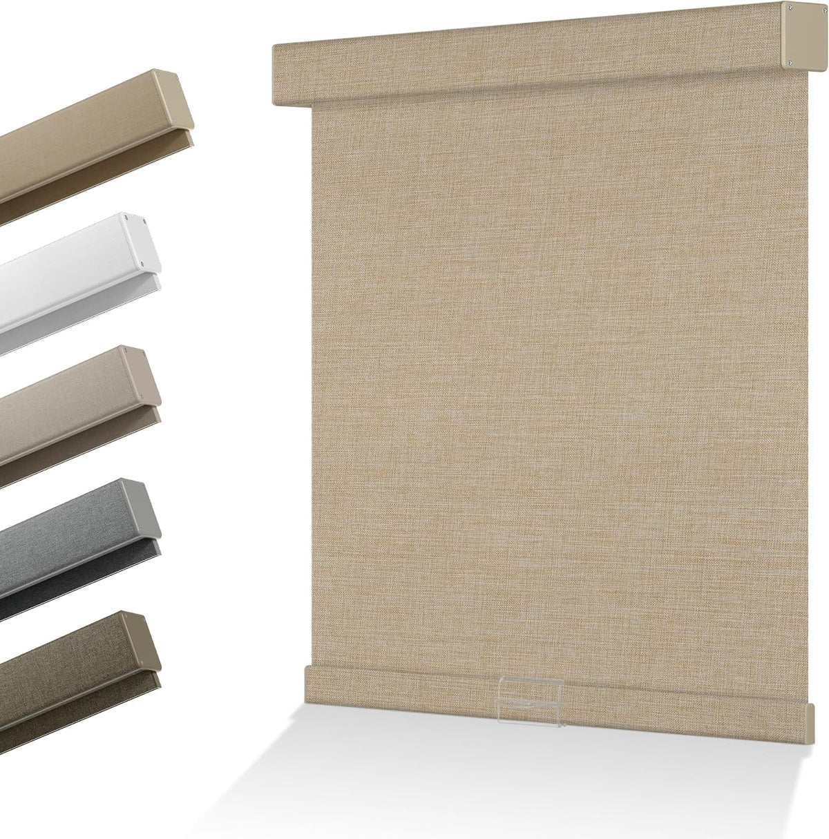 Blackout Roller Shades for Indoor Windows, Beige, Custom Size