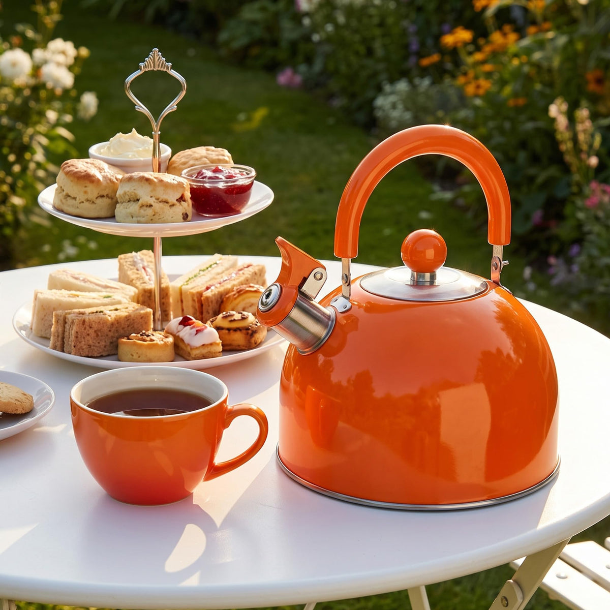 2.6 Quart Yellow Whistling Tea Kettle, Multiple Color Available, Stainless Steel Stovetop Teapot with Cool-Touch Handle, Loud Whistle, Induction Compatible for Gas, Electric & Glass Cooktops