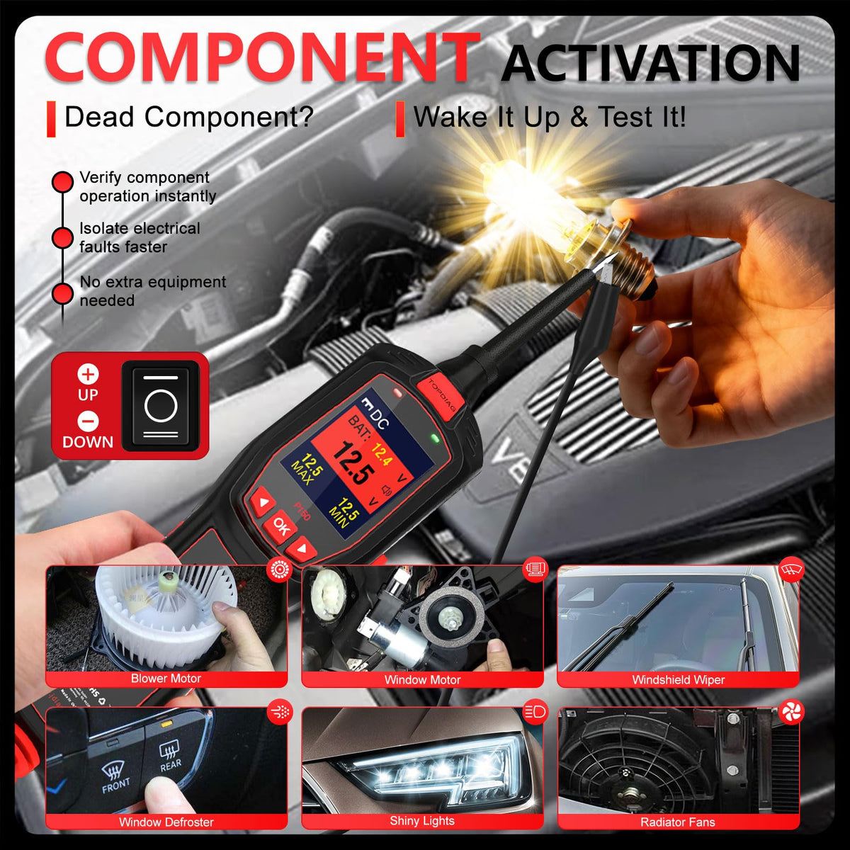 12V Test Light Automotive, Power Circuit Probe Kit, Car Fuse Tester, P60