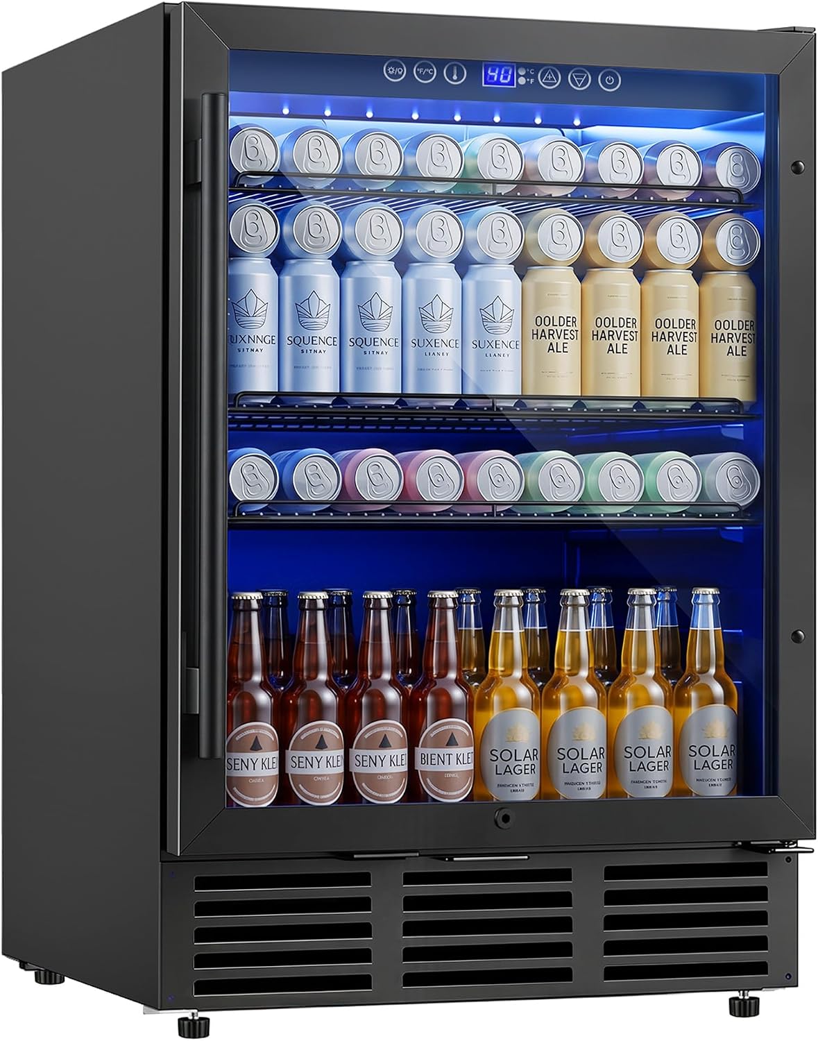 24 Inch Beverage Refrigerator 180 Cans | Under Counter Glass Door