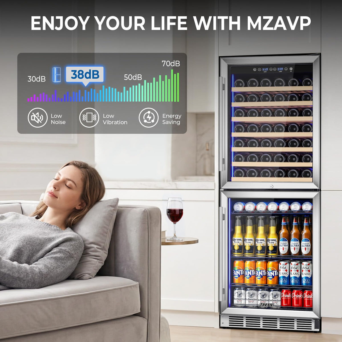 Beverage Refrigerator Cooler, 120 Can Mini Beverage Fridge with Reversible Glass Door for Soda Beer, 3 Cu.Ft Drink Fridge with Digital Temperature Control & Adjustable Shelves - Silver