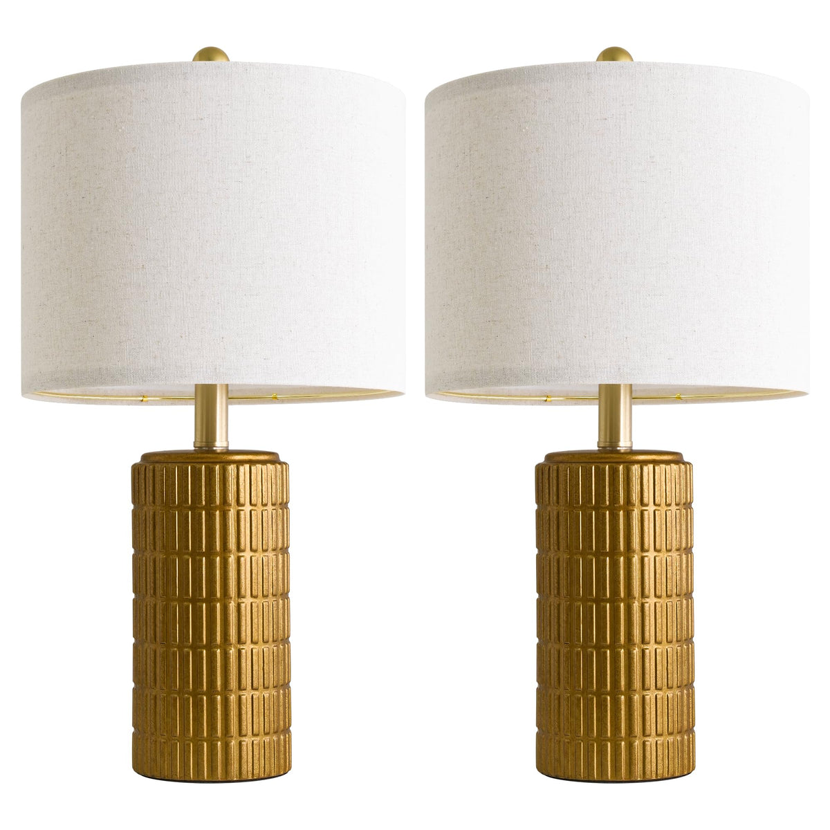 PoKat 20.75" Small Modern Ceramic Table Lamps Set of 2 for Bedroom, White
