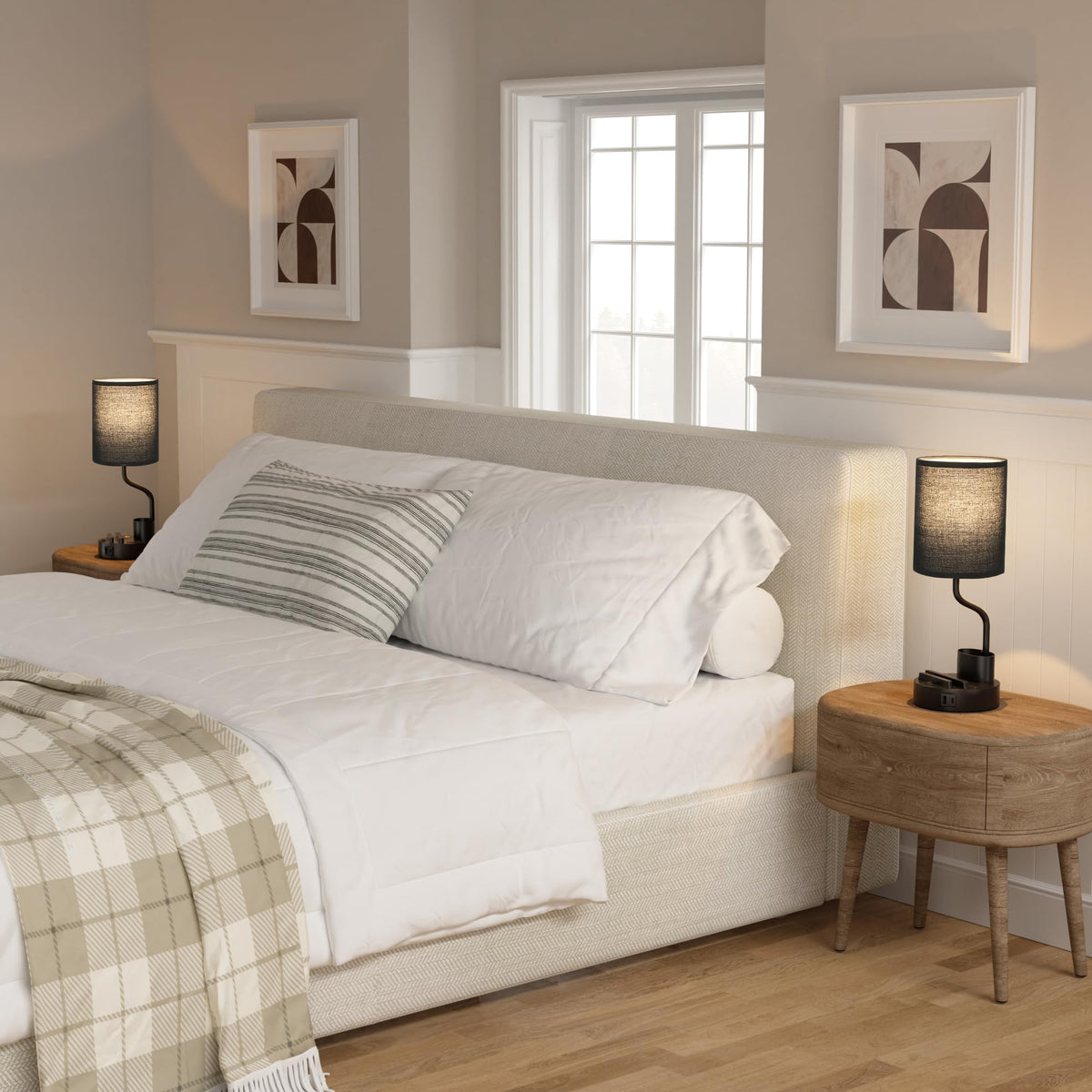 Fenmzee Bedside Lamps for Bedroom Set of 2 - Table Desk Lamp for Nightstand