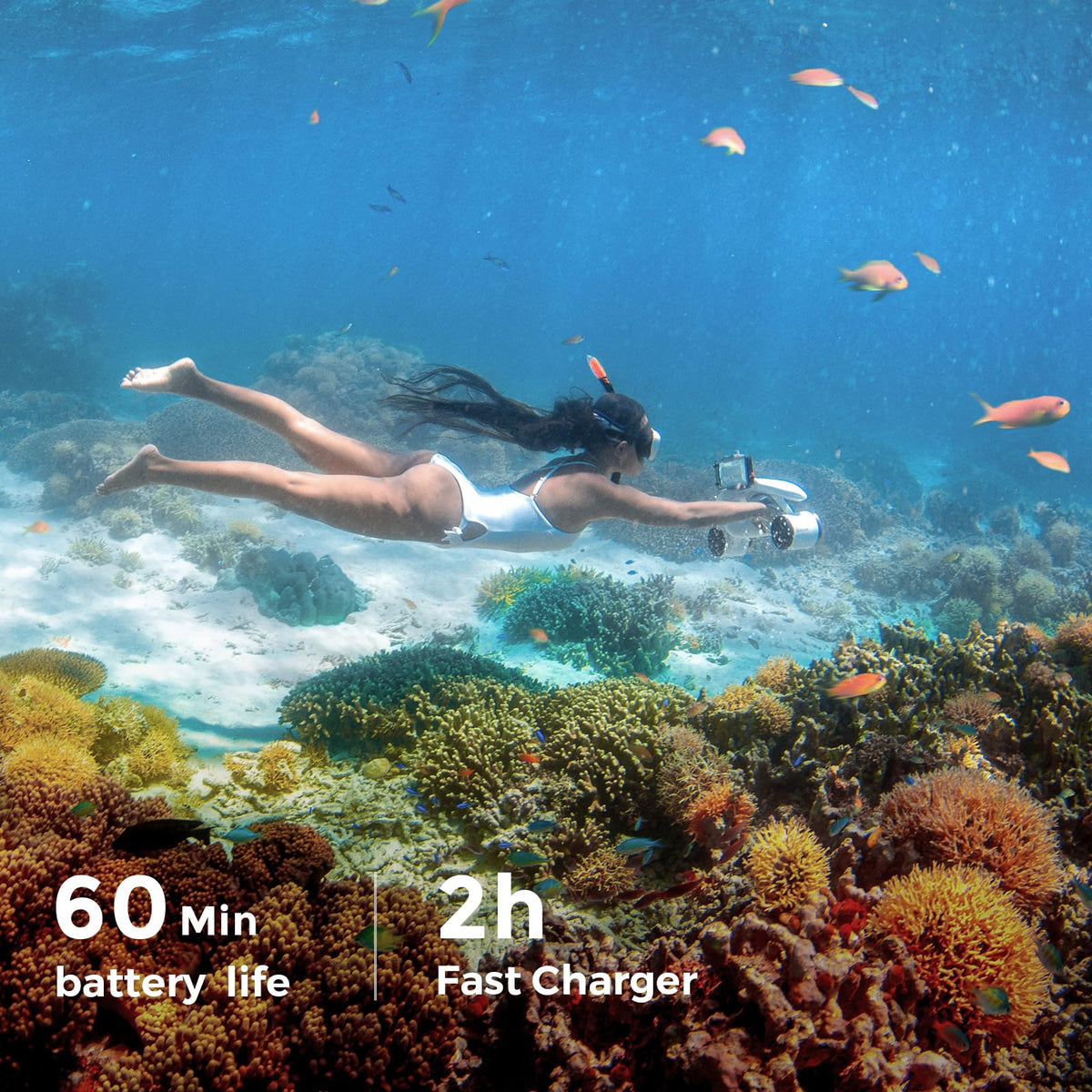 sublue Mix Pro Dual Motor Underwater Scooter - 3 Speed Modes, 60 Min Runtime, 131ft Depth with Camera Mount & Low Battery Alarm for Pool, Diving, Snorkeling - Water Scooter for Adults