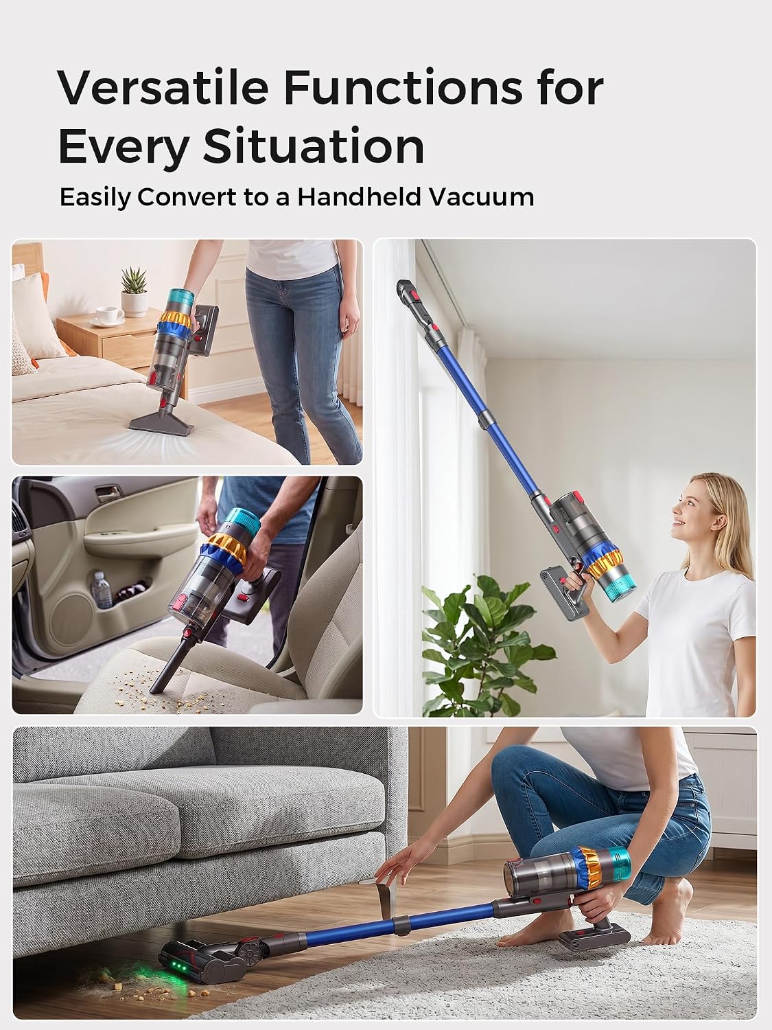 Smart Cordless Vacuum Cleaner, 650W 60KPa 75Min Vacuum Cleaner for Home