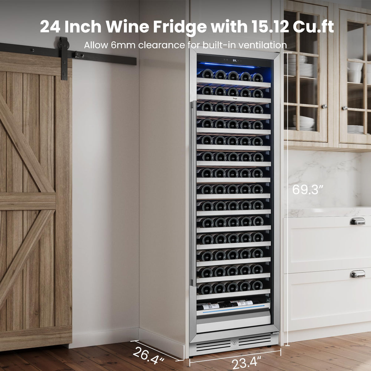 Yeego 24 Inch Dual Zone Wine Fridge with 52 Bottle