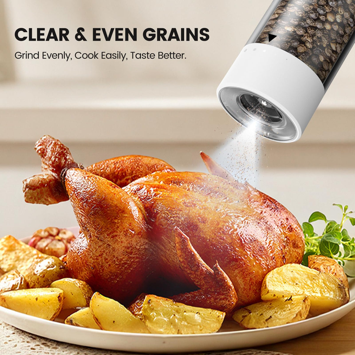 Electric Salt and Pepper Grinder Set - Rechargeable Automatic Salt and Pepper Shakers, Kitchen Appliances with External Adjustable Coarseness, Large Capacity, Housewarming Birthday Gifts for Women Men