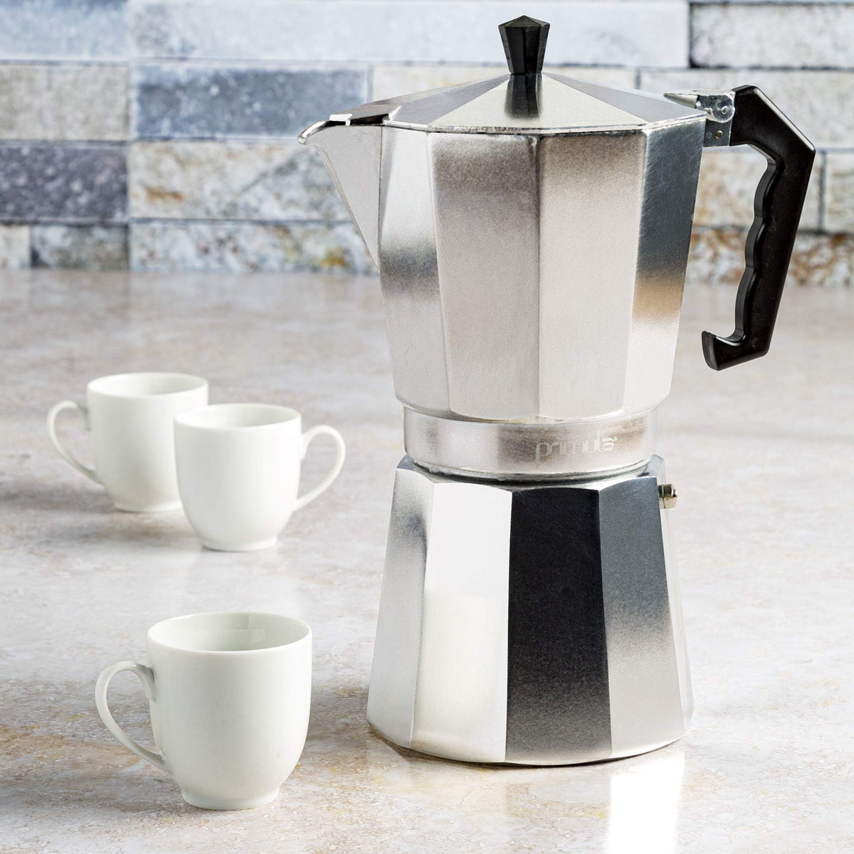 Primula Classic Stovetop Espresso and Coffee Maker, Moka Pot for Italian and Cuban Café Brewing, Greca Coffee Maker, Cafeteras, 9 Espresso Cups, Silver