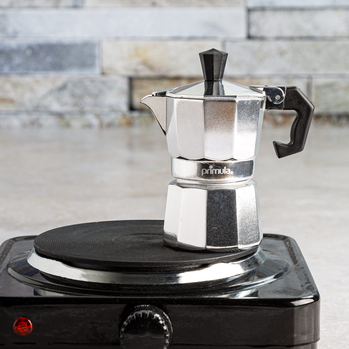 Primula Classic Stovetop Espresso and Coffee Maker, Moka Pot for Italian and Cuban Café Brewing, Greca Coffee Maker, Cafeteras, 9 Espresso Cups, Silver