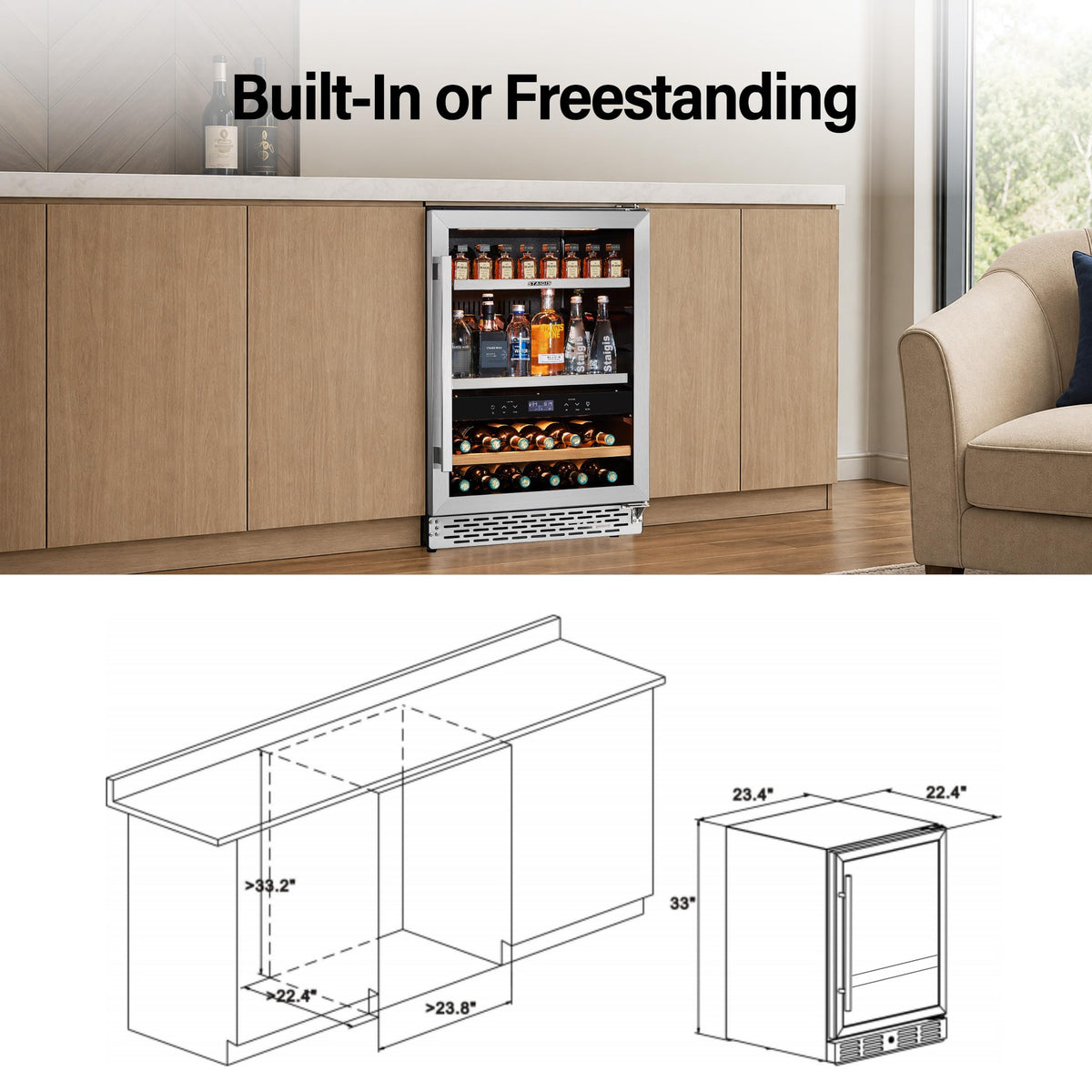 24inch Beverage Refrigerator,180 Cans Beverage Fridge Under Counter