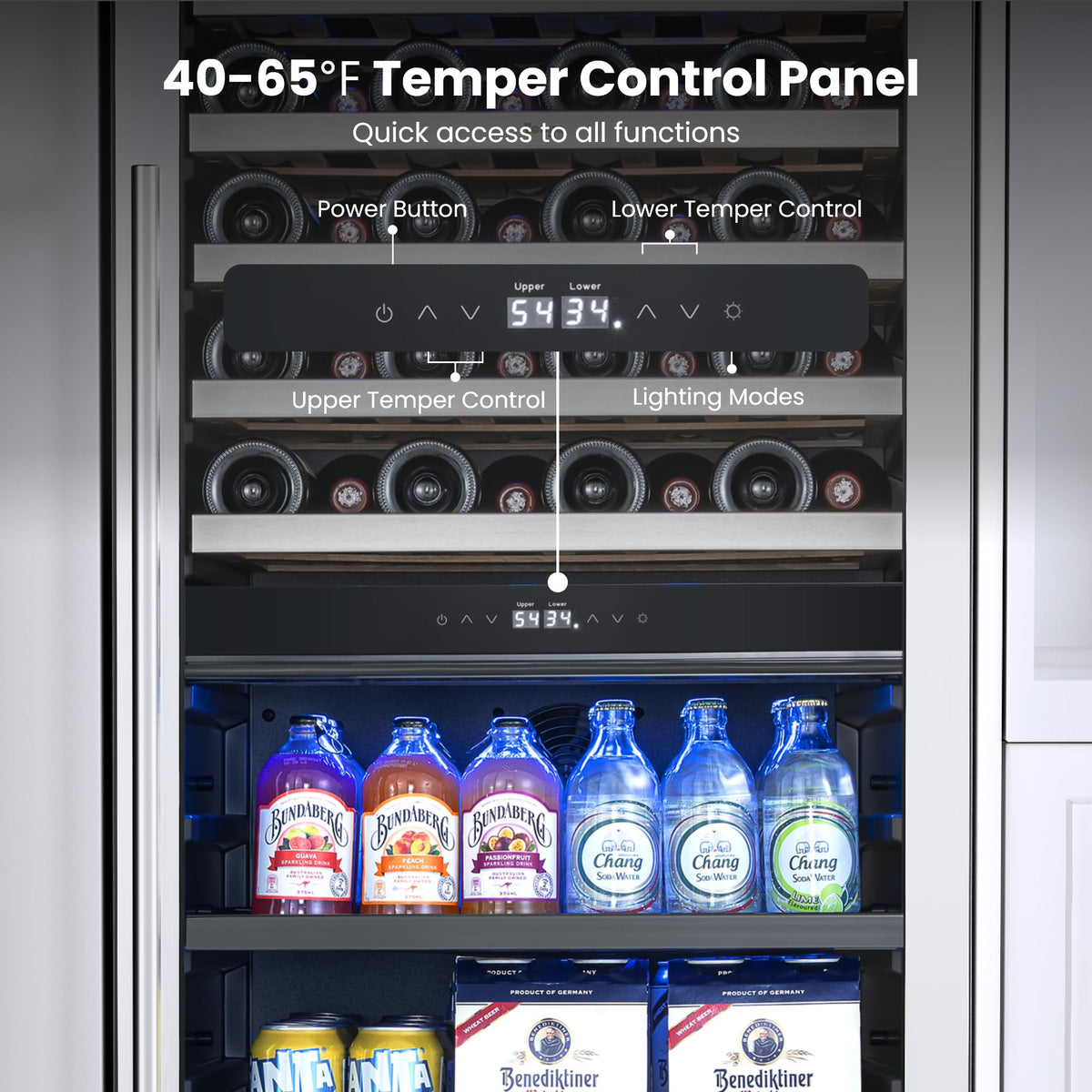 Yeego 24 Inch Dual Zone Wine Fridge with 52 Bottle