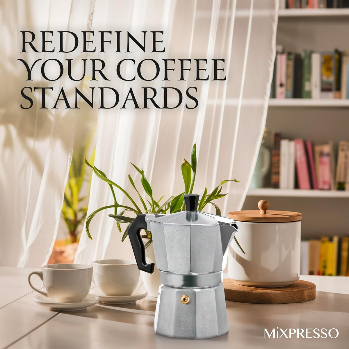 Mixpresso 3 Cup Moka Pot Stovetop Espresso Maker, Italian Cuban Coffee Pot
