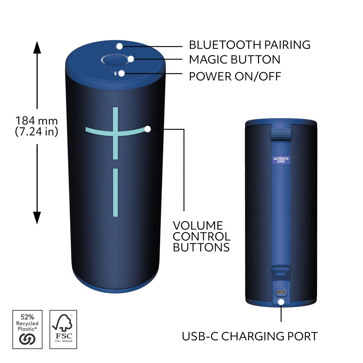 Ultimate Ears Boom 4 Portable Bluetooth Speaker, Waterproof - Black
