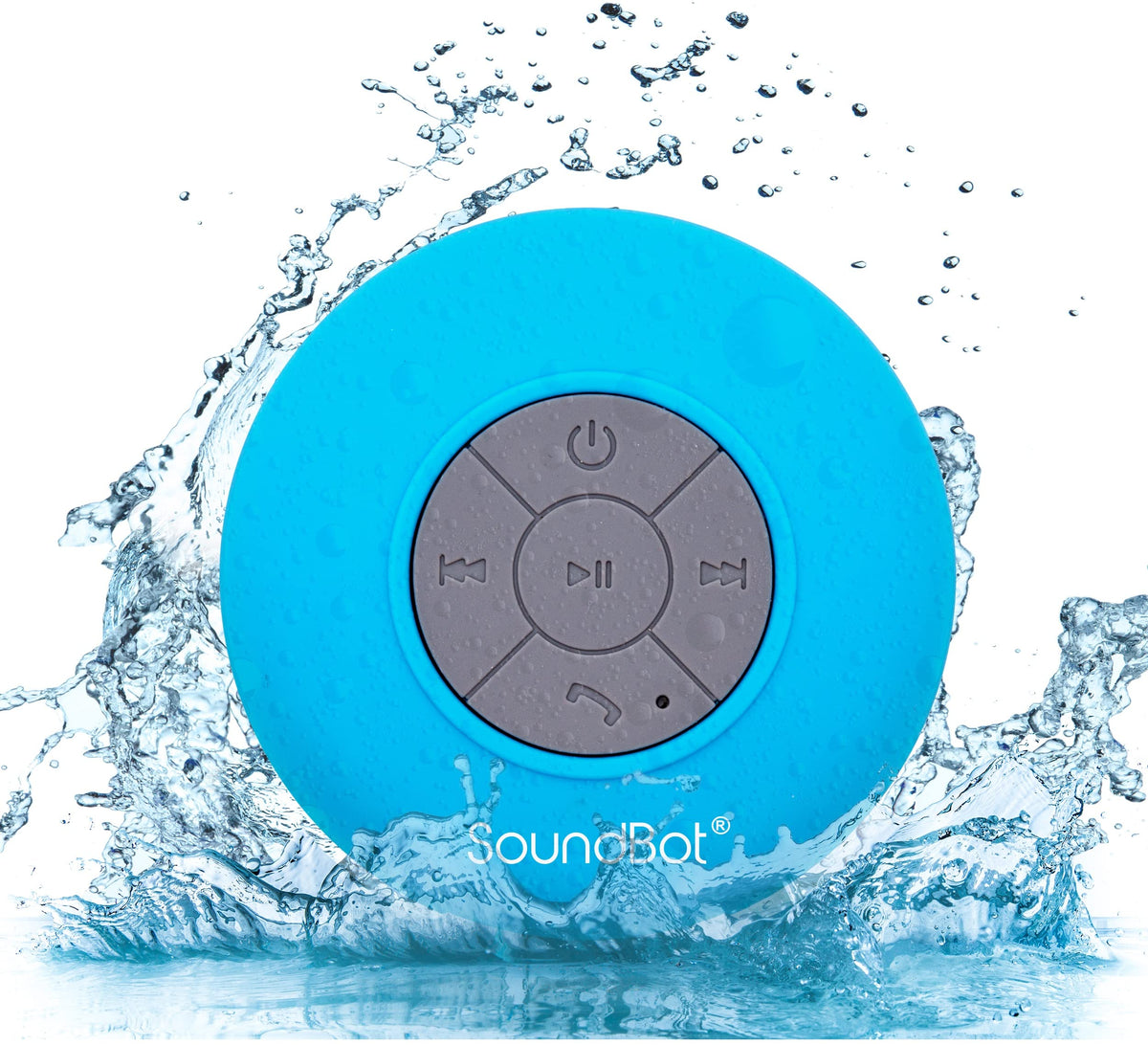 Soundbot® Waterproof Shower Speaker HD Water Resistant Bluetooth Handsfree Portable with Loud Clear Sounds 6+hrs of Playtime, Wireless Suction Cup Small Durable for Outdoors Travel Home SB510 (Black)