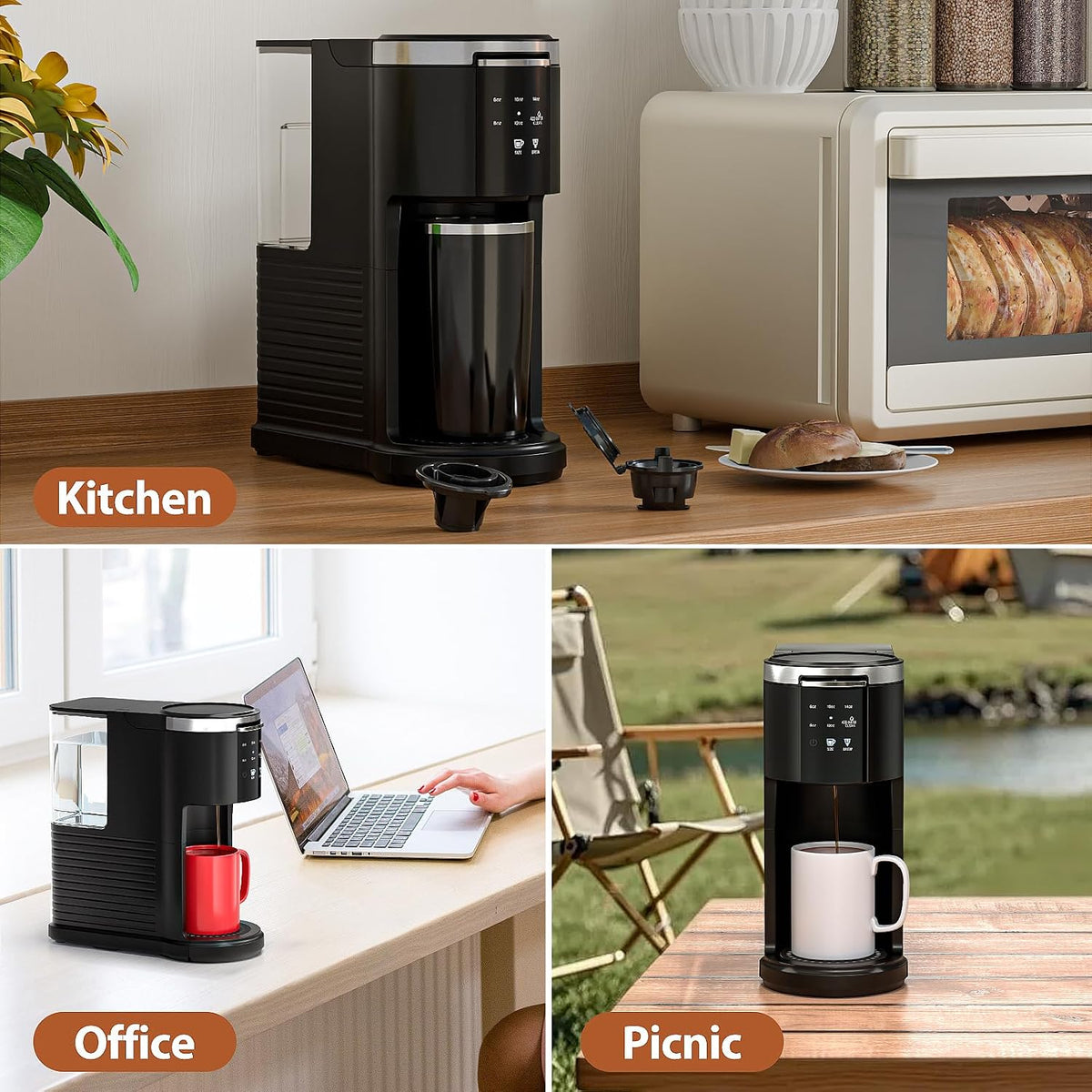 WAA Single Serve Coffee Maker for Capsule & Ground Coffee