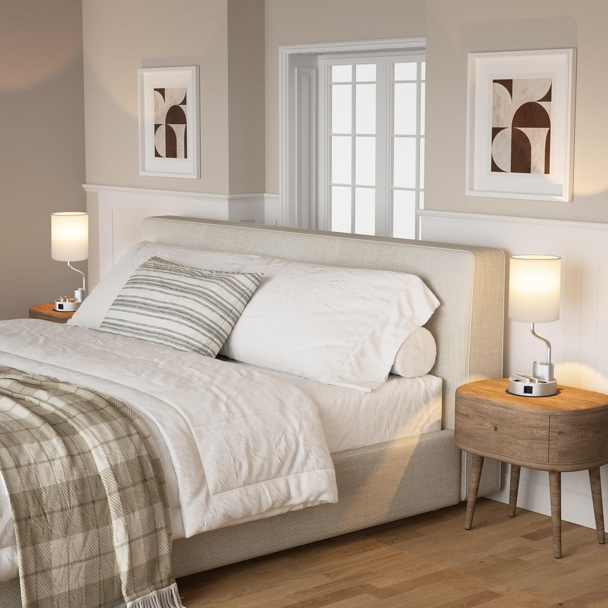 Fenmzee Bedside Lamps for Bedroom Set of 2 - Table Desk Lamp for Nightstand