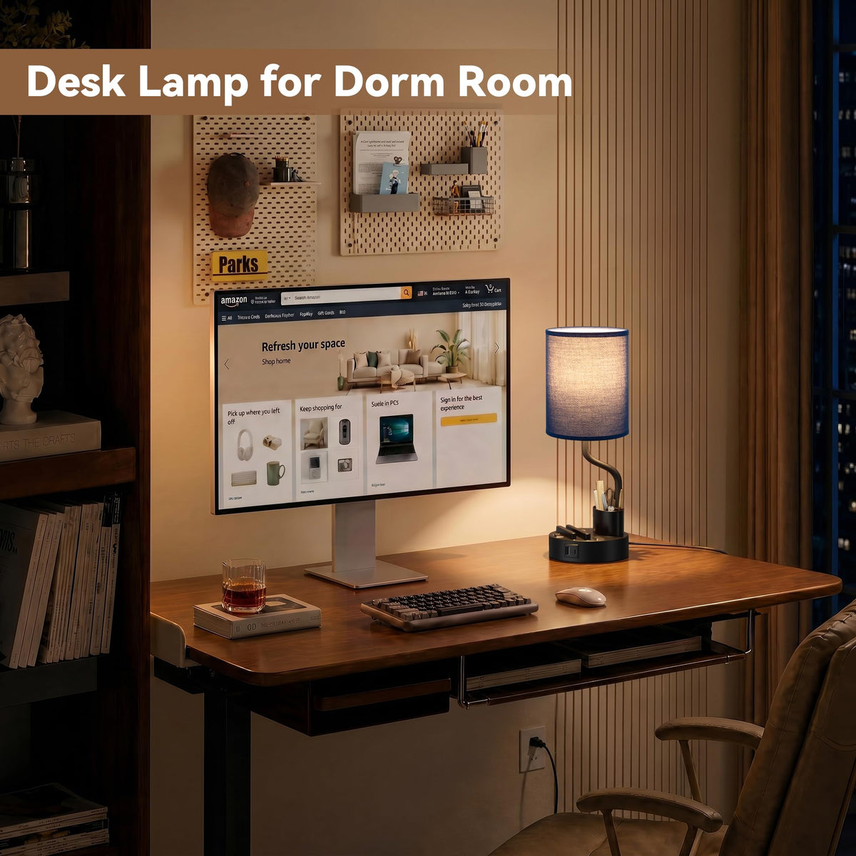 Fenmzee Bedside Lamps for Bedroom Set of 2 - Table Desk Lamp for Nightstand