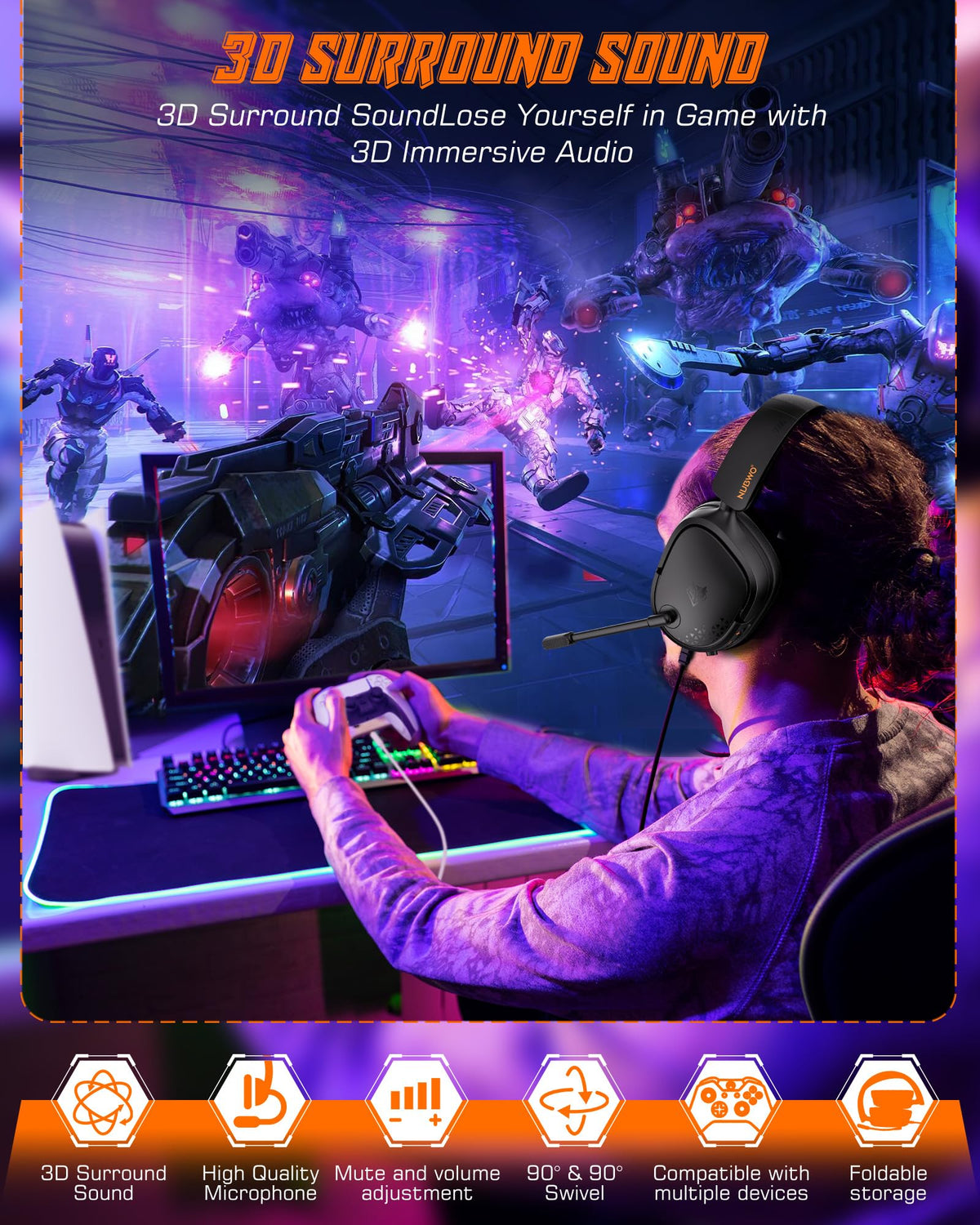 NUBWO HG04L Gaming Headset for Xbox Series X|S/Xbox One, PS5/PS4, Switch