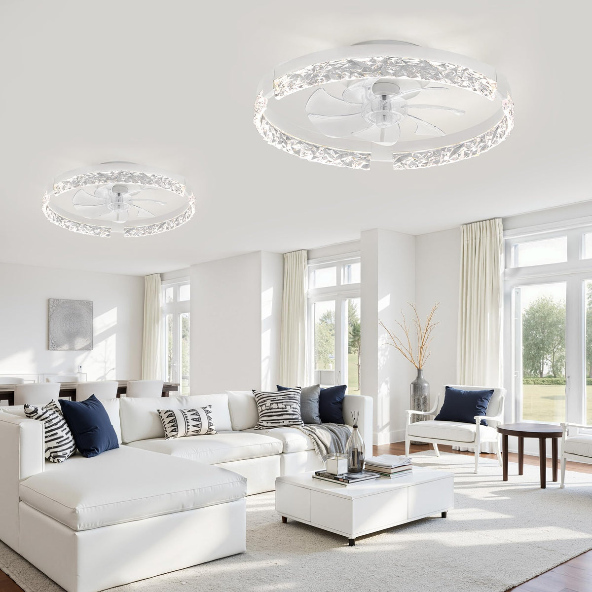 LEDIARY 20" Modern Ceiling Fans with Lights and Remote, White Fandelier